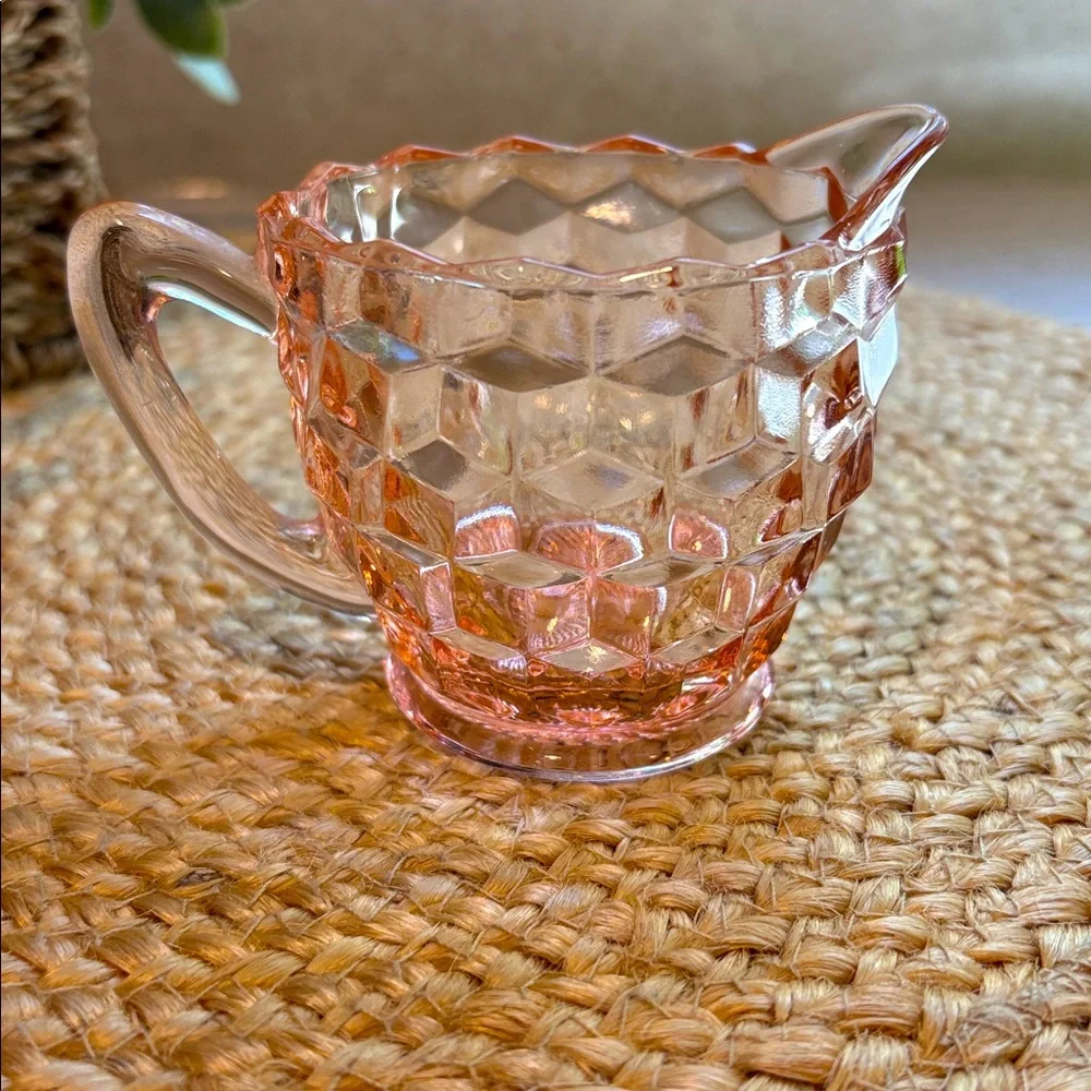 Pink Depression Glass Fostoria American Sugar & Creamer